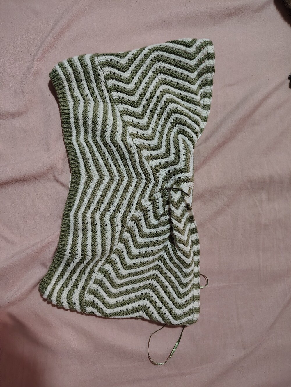 Willow Olive Green and White Chevron Knit Tube Top